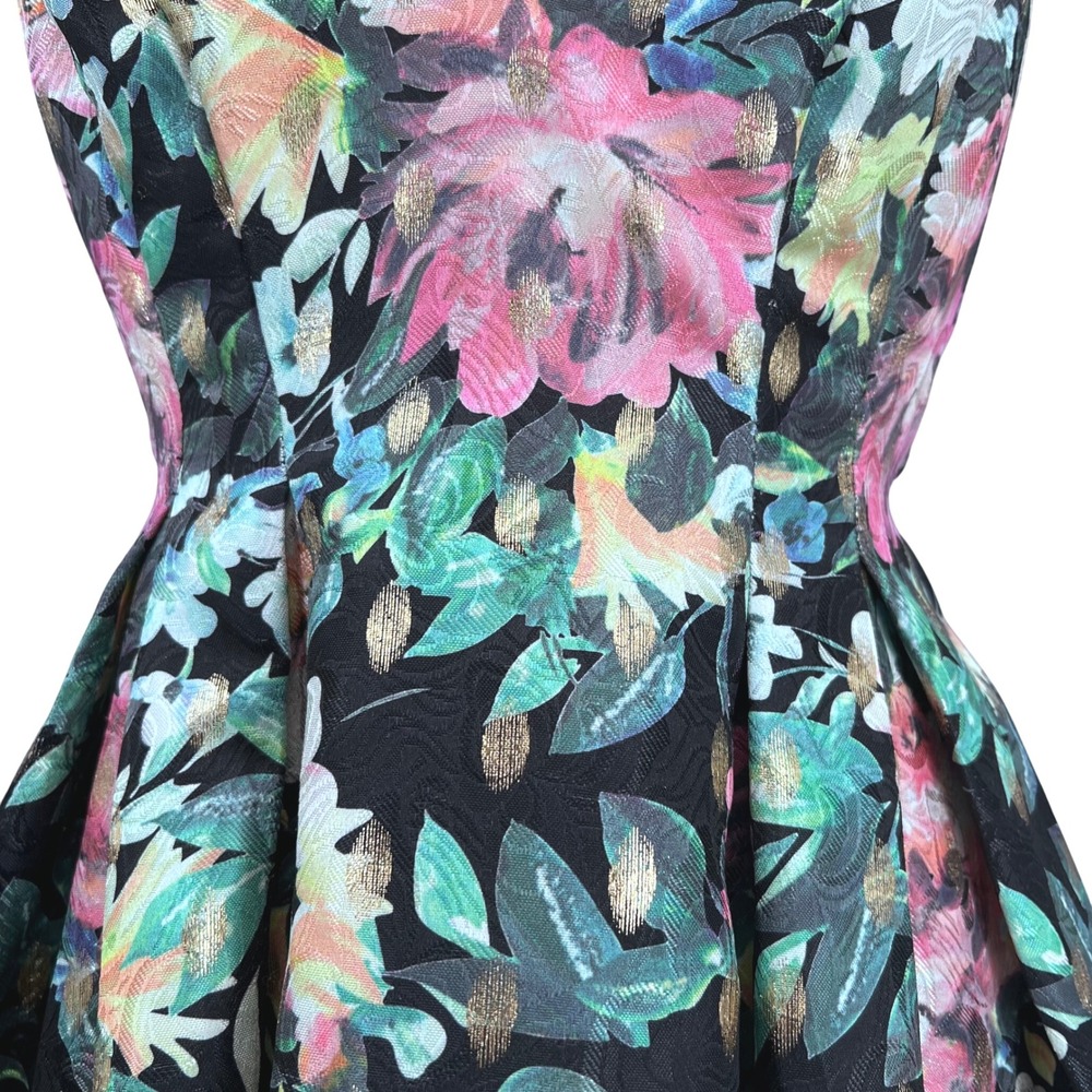 A Peach Mini Dress Kentucky Derby Black V Neck Strappy Whimsigoth Small - Picture 5 of 9